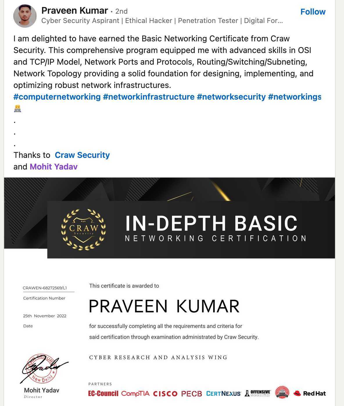 networking certificate