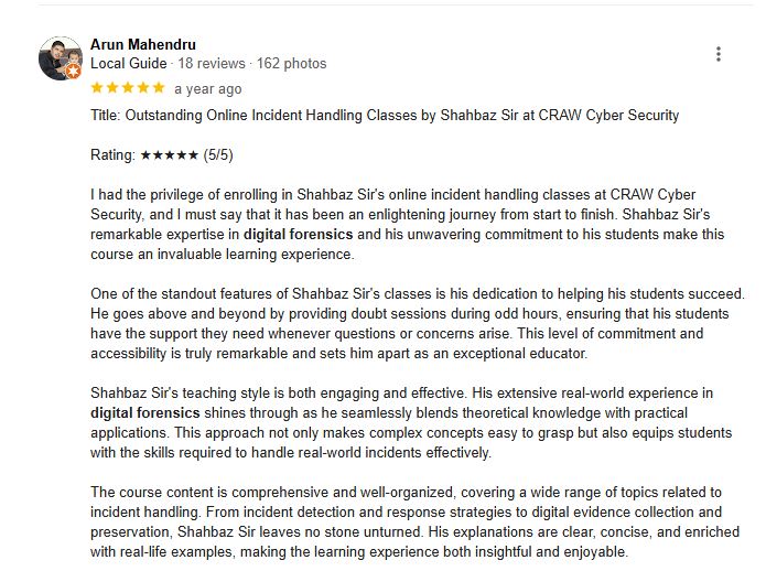 image show Review Of Craw Cyber Forensic Student