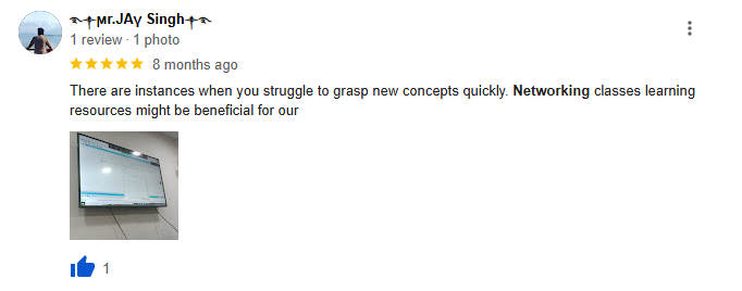 Craw Security student name Mr. Jay Singh praising networking course. 