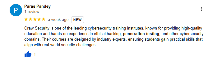 Paras pandey praising web penetration testing course for practical teaching, hands-on labs, and clear guidance in cybersecurity skills