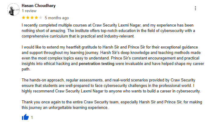 An assessment of Rahul Sir's web penetration testing course highlights its effective teaching methods, practical examples, and the boost it provides to students' confidence in their cybersecurity skills.
