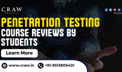 Image featuring penetration testing course reviews by students with contact details