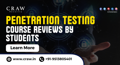 Image featuring penetration testing course reviews by students with contact details