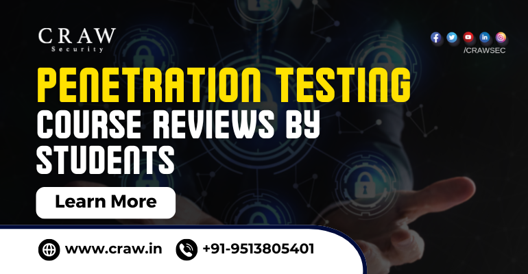 Image featuring penetration testing course reviews by students with contact details
